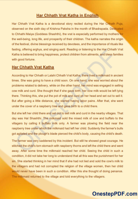 Har Chhath Vrat Katha in English – PDF Download