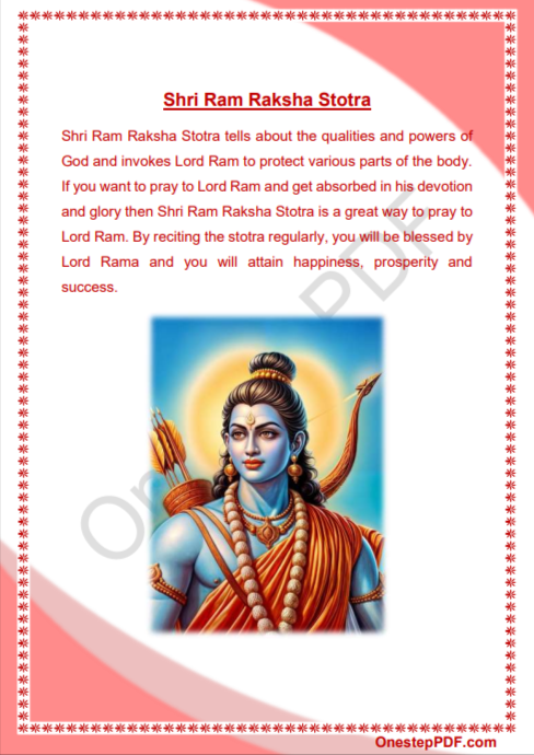Shri Ram Raksha Stotra in English PDF