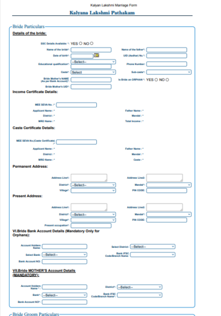 Kalyana Laxmi Scheme 2025 – Application Form PDF