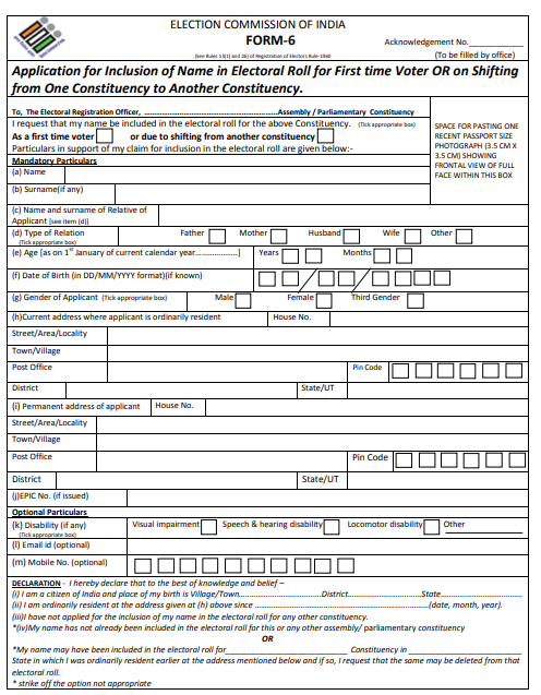 Voter ID Application Form 2025 PDF – Apply Online & Offline